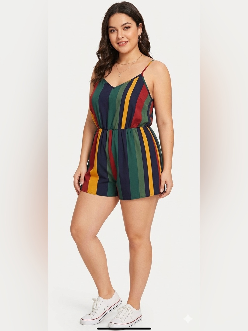 Shein Striped Multi-Color Block Vertically Romper Size Large